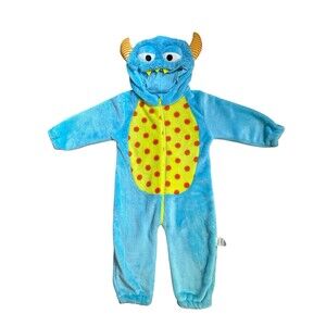 Monster Toddler Costume Halloween Blue Yellow One Piece Halloween Size 1-2 Years